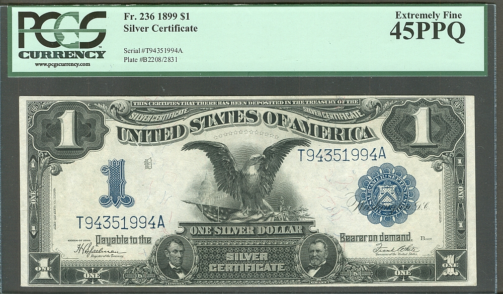 Fr.236, 1899 $1 Silver Certificate, Choice Extremely Fine